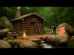 build a house with a fireplace, alone in the woods
