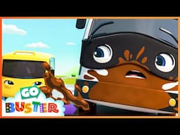 Wheels on the Bus RACE | Go Buster | 🚌Wheels on the BUS Songs! | 🚌Nursery Rhymes for Kids