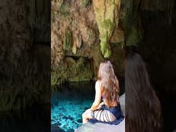 Exploring an underground cavern, would you swim in this jungle swimming hole? #explore #camping