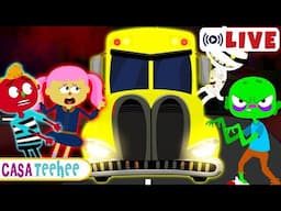 🔴 Rodas do ônibus | Músicas divertidas de Halloween | Spooky Skeleton Songs | Casa Teehee