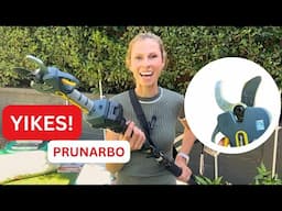 The most DANGEROUSLY COOL tool for pruning thick branches & tall hedges! PRUNARBO electric secateurs