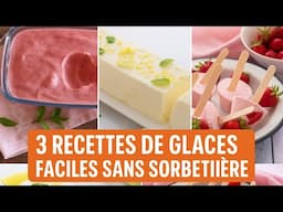 3 Recettes de Glaces Faciles SANS Sorbetière 🍓🍌🍋 | Glace Citron, Fraise & Fraise-Banane Maison !