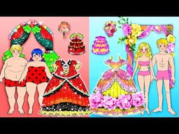 💖DIY Paper Doll💖 Fat And Thin Couple Dresses Wedding Contest | Nursery Paper DIY