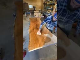Finishing Giant Sycamore Slab Table! #woodworking #carpentry #construction #howto #tips #tricks