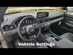 2026 Honda Passport TrailSport Elite Vehicle Settings