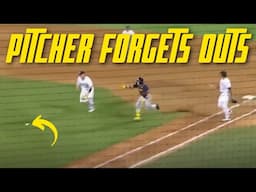 Pitcher Forgets Outs Rolls Ball and Runner Scores Tying Run