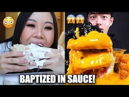 mukbangers BAPTIZING their food in sauce