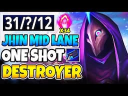 JHIN MID is absolutely BROKEN - INSANE ONE-SHOT (SECRET OP PICK, 34x DARK HARVEST STACKS,  ~80k DMG)