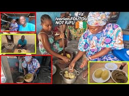 A MUST TRY Ivorian Food recipe FOUTOU with Sauce Ntro!! Cooking Banana with soup!! Côte d’Ivoire 🇨🇮