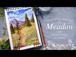 How To Paint Beautiful Spring Meadow with Watercolors