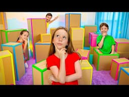 Nastya and friends playing Cardboard BOX hide and seek