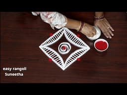 simple rangoli designs🌸easy dot kolam for beginners🌸daily rangoli designs🌸beautiful muggulu