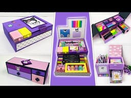 Kuromi cardboard crafts  -  How to make an organizer and pencil case for storing stationery