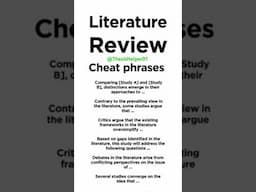 Literature Review Cheat Sheet Phrases