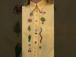 Upcycled button-down with hand #embroidery 🦜🌳🐞 #diy #handstitch