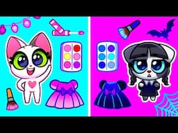 Magic Doll Adventure | My Doll Comes to Life | Pink VS Black Wednesday Secret Rooms | Purr-Purr