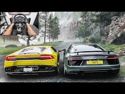 Audi R8 V10 Plus & Lamborghini Huracán Forza Horizon 5 | Thrustmaster T300RS Gameplay | 4K