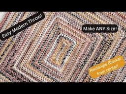Crochet Rectangle Blanket with a Woven Look! Beautiful Modern Throw!