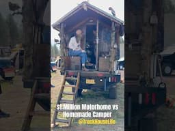 Which One Would You Chose? $1 Million Motorhome vs $15,000 Homemade Cabin on Wheels #truckhouselife