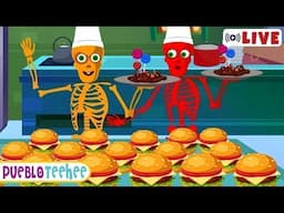 🔴LIVE: Fiesta de Halloween - Esqueleto Horneando Pizza 🍕💀| Canciones de Halloween para Niños