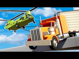 LEGO HELICOPTER RESCUES SEMI TRUCK!