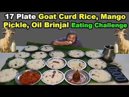 17 Plate Goat Curd Rice + Mango Pickle + Oil Brinjal Eating Challenge | உண்மையான தமிழரின் Favorite 🙌