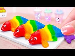 Satisfying Miniature Rainbow Fish Jelly Recipe 🌈 Perfect Tiny Colorful Candy Idea  Mini Yummy