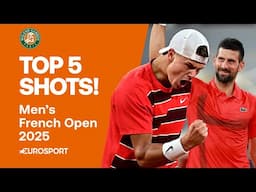 Top 5 Shots Men: Djokovic, Alcaraz, Tabur & MORE 🔥 | 2025 French Open Highlights 🇫🇷