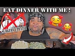 BLACKEN SALMON CREAMY SPINACH AND MASH POTATOES MUKBANG | SURGERY UPDATE NO MEXICO FOR ME 😔