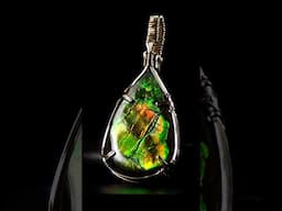 Gold Fill Wire Wrapped Ammolite Prong Pendant #wirewrappedjewelry #wireart #ammolite #handmade