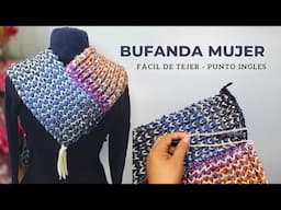 Bufanda a Dos Agujas con Punto Ingles – Bufanda Mujer con lana Premium