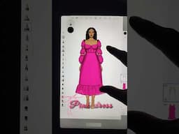 Drawing pink dress 🩷  in Autodesk sketchbook #fashiondesign #fashionillustration #fashiondesigner
