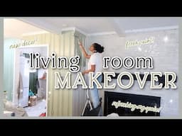 finally adding color to this space| DIY LIVING ROOM MAKEOVER Pt.1| Paint With Me, New RUG & DECOR