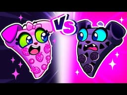 Pink VS Black Pizza | Sharing is Caring | Teamwork Challenge | Useful Stories for Kids