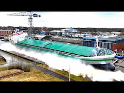 Schitterende lancering van de MV VISSERSBANK bij Royal Bodewes Shipyards Hoogezand. 4K.