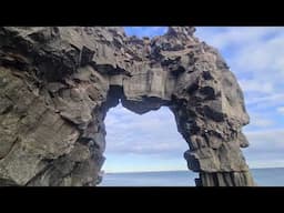 This seacliff arch is about to crash. Natural monuments of Iceland under threat. Industry takes over