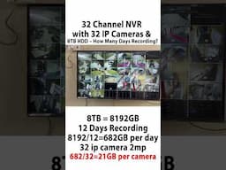 32 Channel NVR with 32 IP Cameras & 8TB HDD – How Many Days? Recording #ipcamera  #cctvrecording