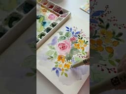 Floral bouquet #short #shortsyoutube #watercolorartist