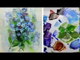 Painting Forget Me Nots in Acrylic  Study of Blues