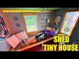 Turning a Shed into a TINY HOUSE- ("Cabin at The Vegan Animal Sanctuary")