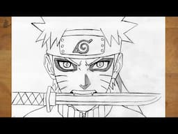 How to Draw Naruto Biting Knife – Step by Step | Naruto Art Tutorial