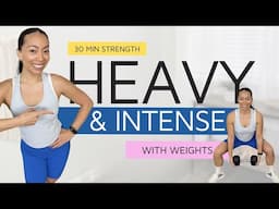 30 Min Thighs And Glute Workout At Home With Weights & Bench