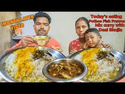 Today's eating, Small fish chingri with Daal Bhujia with rice eating | @jh-eatingshow3465