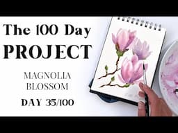 How to paint EASY Magnolia blossom. Painting idea 35/100