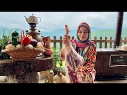 Cooking Meat & Vegetable Stew with Roast Beef Bean Salad | Village Style Cooking