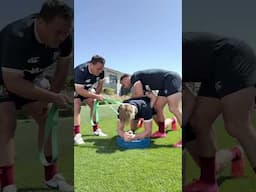 Jamie George and Ben Earl showing Henry Pollock the ropes in the @britishandirishlions camp 🦁
