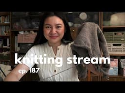 weaving in ends, working on wips, we are making progress // knitting stream #187