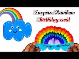 Surprise Rainbow Birthday card - Beautiful handmade Birthday greetings card for Best friend