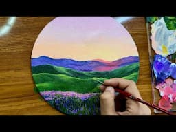 Easy mountain landscape painting/ Acrylic painting tutorial for beginners