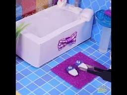 How to Build a Miniature Modern Bathroom For a Cardboard House #cardboardhouse #miniaturedj #diy